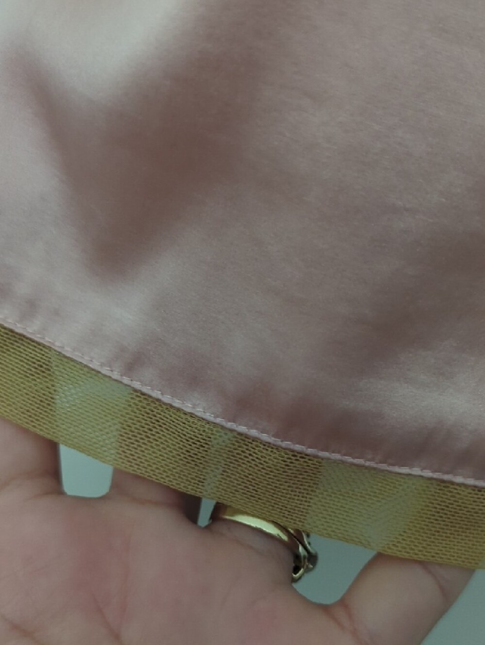 Moda International Blush Pink Silky Cami with Gold Lace Accents - Picture 3 of 6